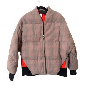 THAKOON Runway Plaid Puffer Bomber Jacket Brown‎ Medium